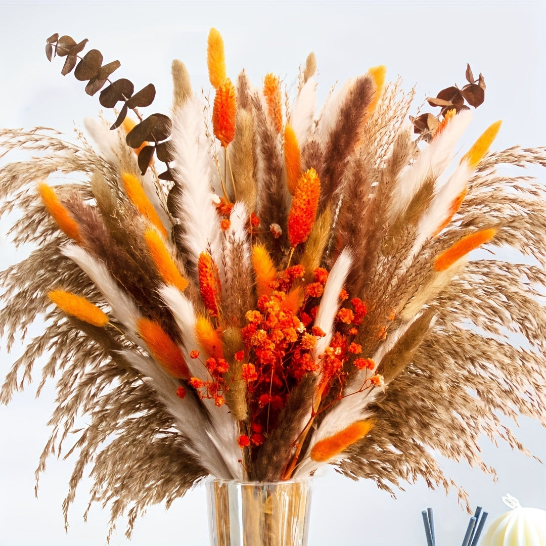 80pcs Boho Chic Pampas Grass & Gypsophila Bouquet - Perfect for Weddings, Home Decor & Table Centerpieces, for Wedding