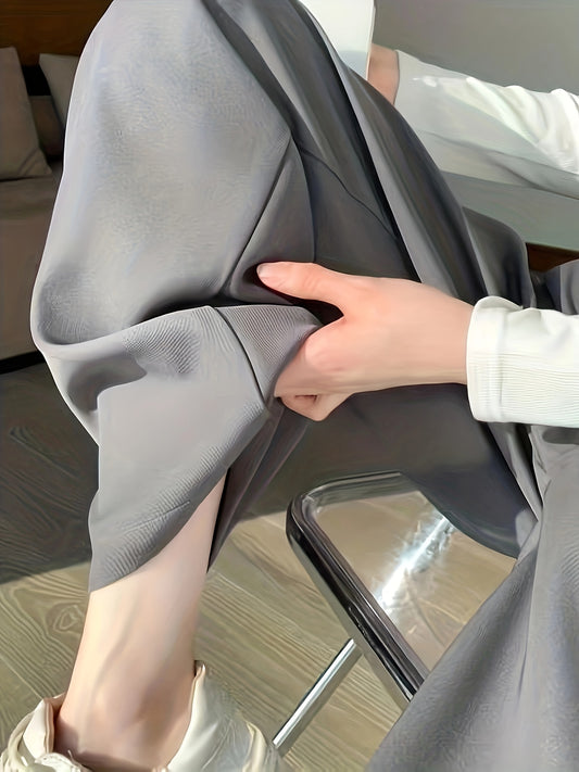 Sixsr High Waist Suit Trouser, Solid Casual Every Day Pants, Women's Clothing