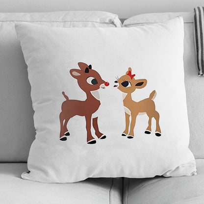 1pc Adorable Rudolph Velvet Cushion Cover - Square Pillowcase with Charming Printed Pattern, Soft Velvet Texture for Cozy Home Decor, Perfect Accent to Living Room, Bedroom, Office & Sofa (Pillow Insert Not Included)