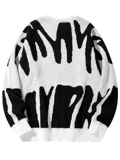 Sixsr Y2K Graphic Pattern Pullover Sweater, Crew Neck Long Sleeve Sweater, Women's Clothing