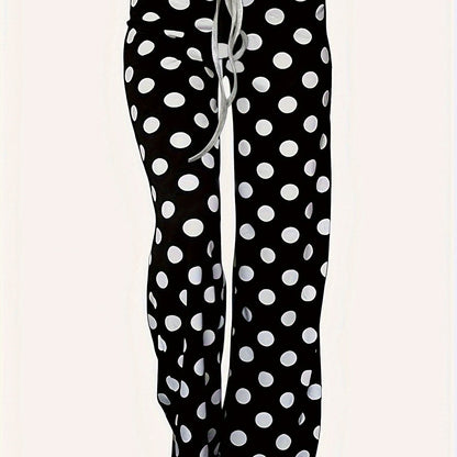 Sixsr Polka Dot Print Pants, Casual Drawstring Waist Loose Pants, Women's Clothing