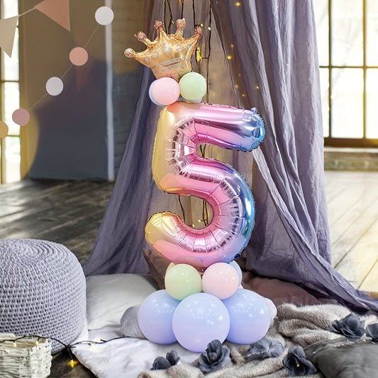 40-Inch Giant Rainbow Number Balloons 0-9 - Vibrant, Helium-Filled, Aluminum Foil Polyester Film - Perfect for Birthday, Fantasy, Anniversary, and Commemorative Celebrations