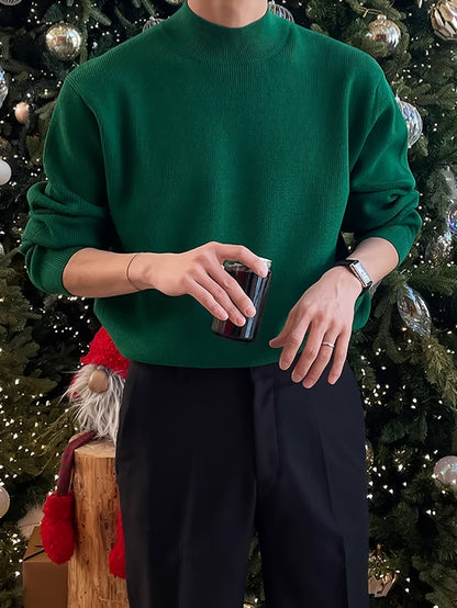 Sixsr Men's Solid Knit Sweater Fashion Casual Turtleneck Pullover For Spring Fall, Men's Clothing For Outdoor
