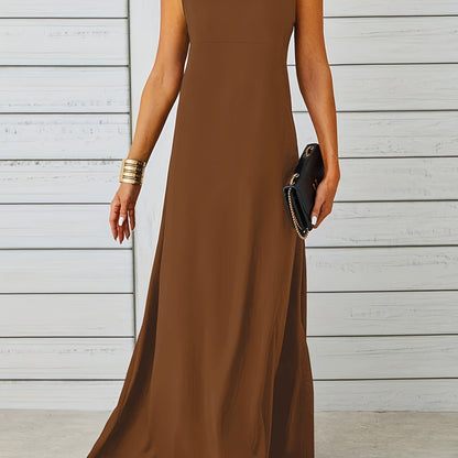 Sixsr Maxi Tank Dress, Sleeveless Solid Casual Every Day Dress, Women's Clothing