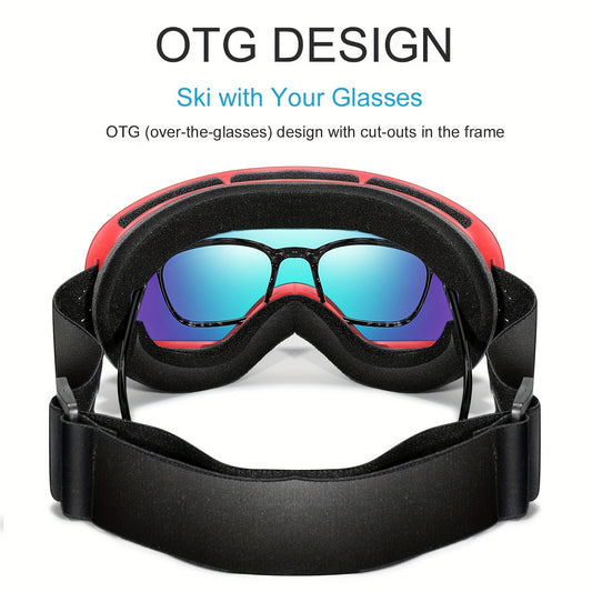 Unisex Adult Ski Goggles Set with Replacement Mirrored Lenses, Anti-Fog UV Protection, TPU Frame, Sponge Material, for Snowboarding, Skiing, Snowmobiling - Includes Bag, Frame, Lenses - Ideal for Outdoor Winter Sports Activities