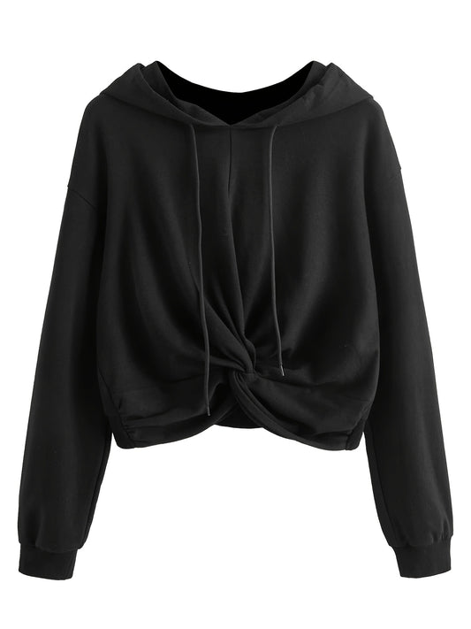 Sixsr Kink Drawstring Loose Hoodie, Casual Hooded Fashion Long Sleeve Sweatshirt, Women's Clothing