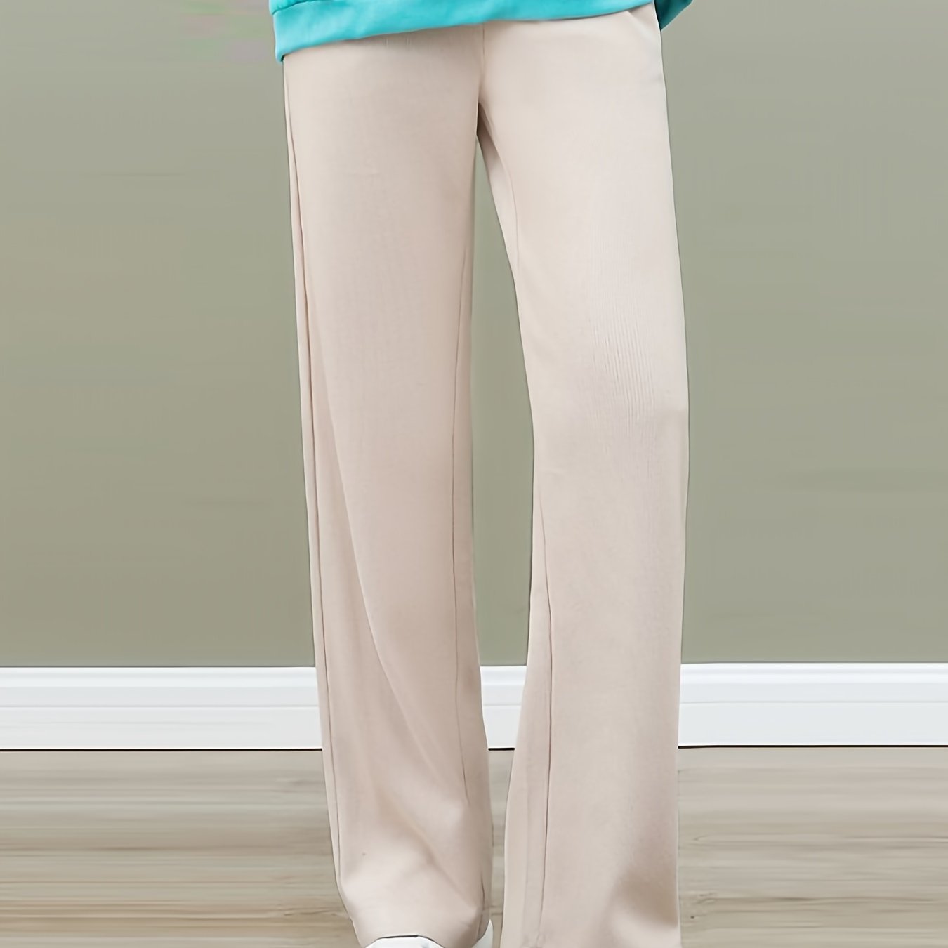 Sixsr Solid Straight Leg Pants, Casual Drawstring Waist Pocket Pants For Fall & Winter, Women's Clothing