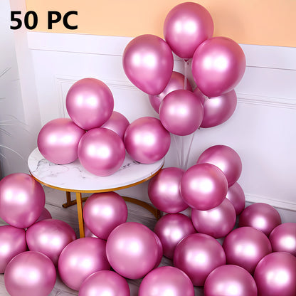 50PCS Shiny Chrome Metallic Balloons - Ideal for Wedding, Graduation, Birthday Parties & Easter Celebrations!