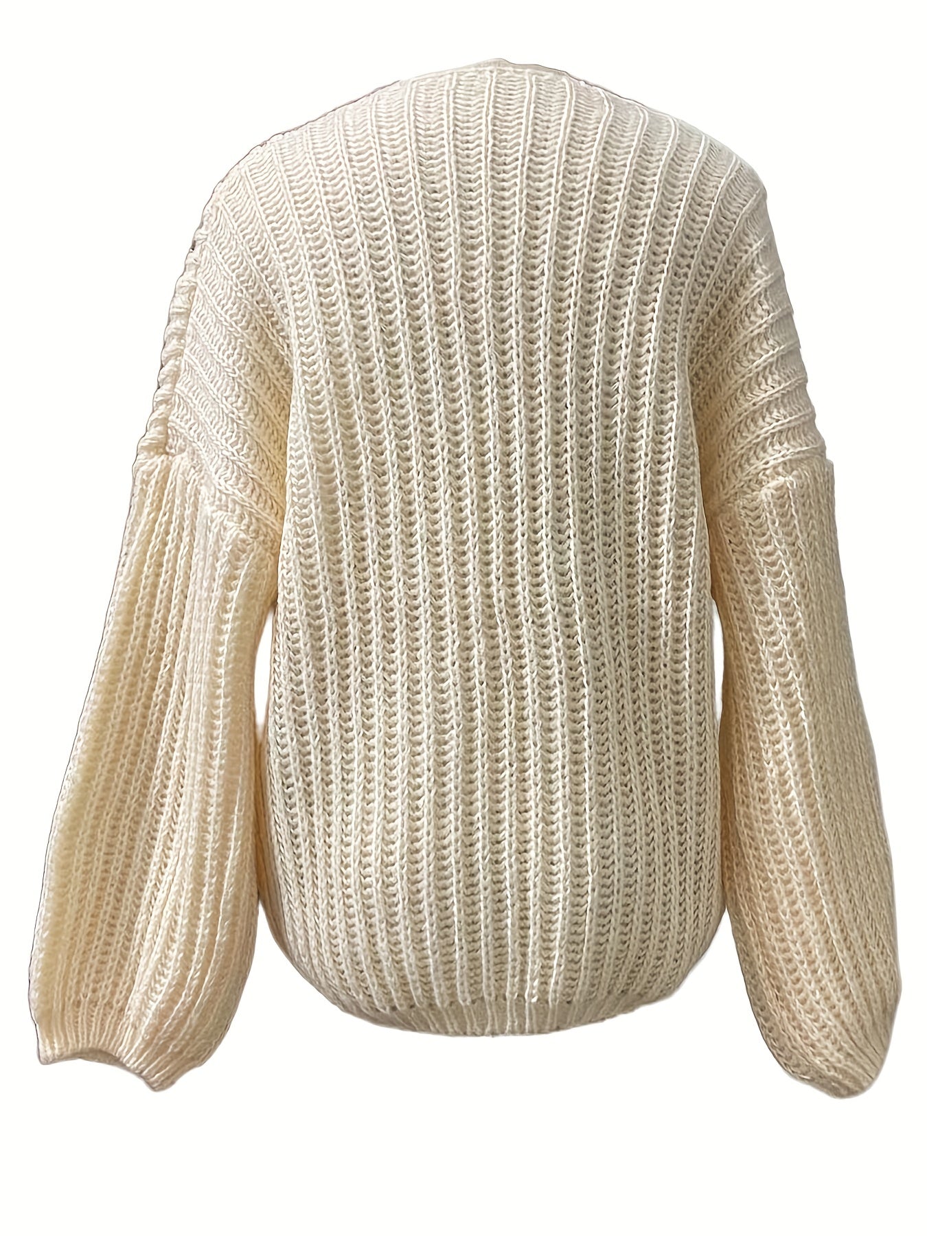 Sixsr Solid Open Front Knit Cardigan, Casual Long Sleeve Loose Slouchy Sweater, Women's Clothing