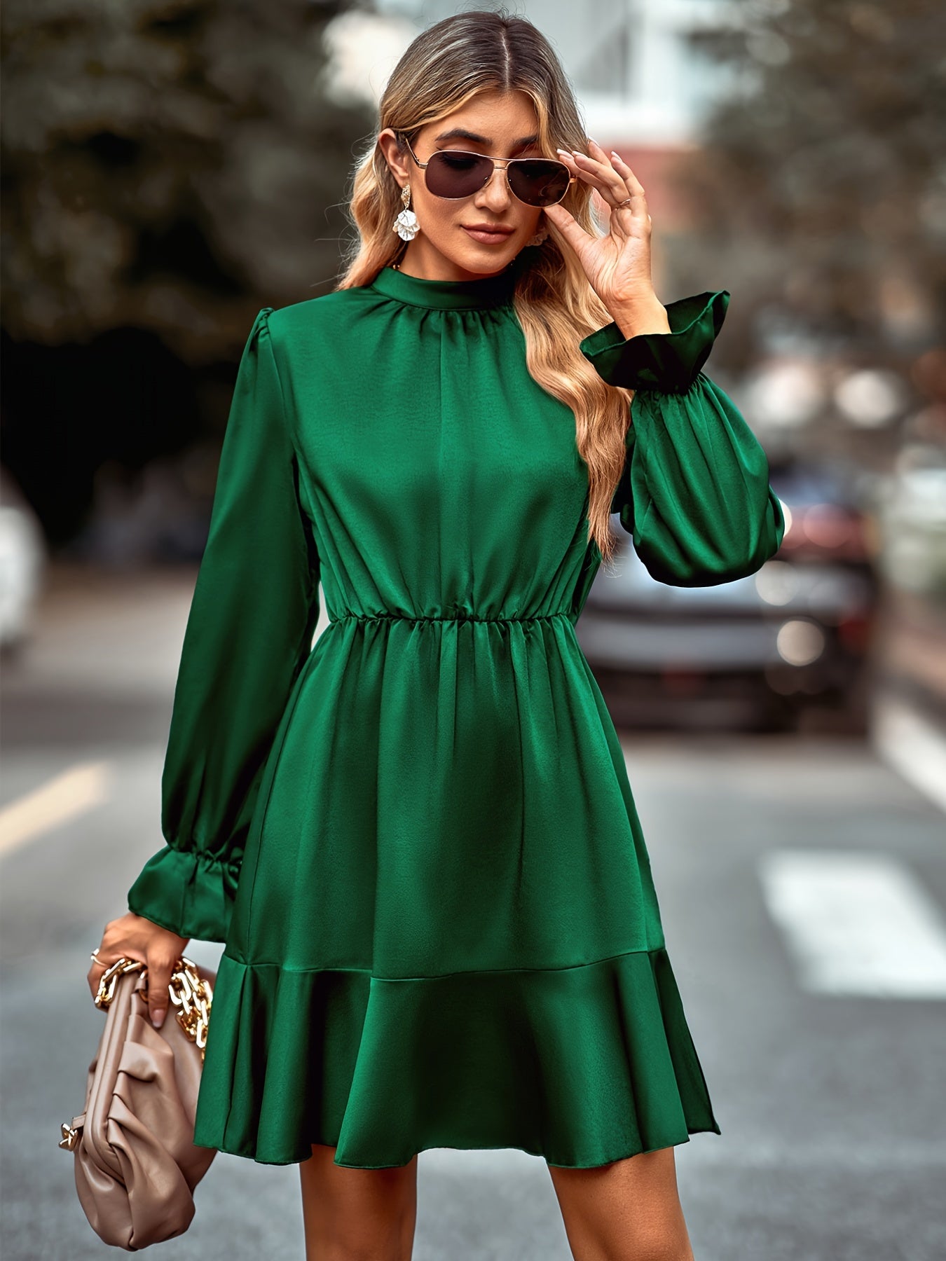 Sixsr Solid Long Sleeve Slim Dress, Casual Every Day Dress For Fall & Winter, Women's Clothing