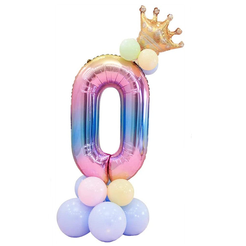 40-Inch Giant Rainbow Number Balloons 0-9 - Vibrant, Helium-Filled, Aluminum Foil Polyester Film - Perfect for Birthday, Fantasy, Anniversary, and Commemorative Celebrations