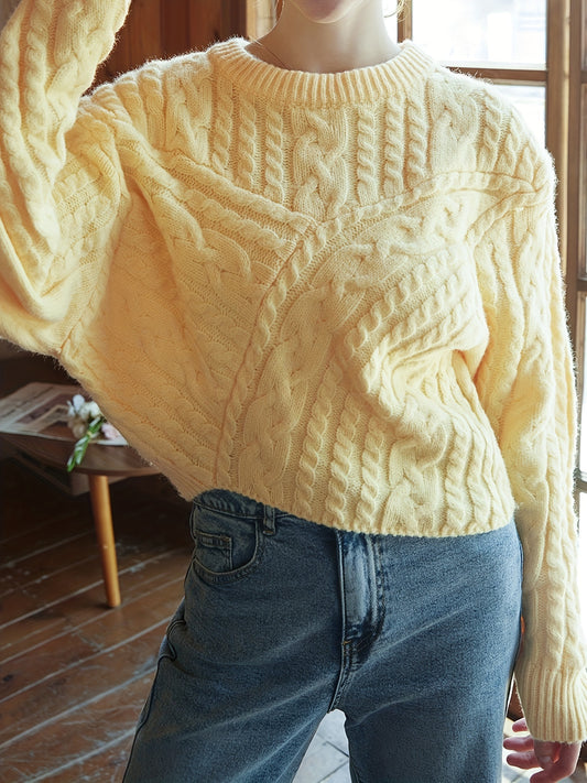 Sixsr Y2K Twist Pattern Crew Neck Sweater, Long Sleeve Sweater For Fall & Winter, Women's Clothing