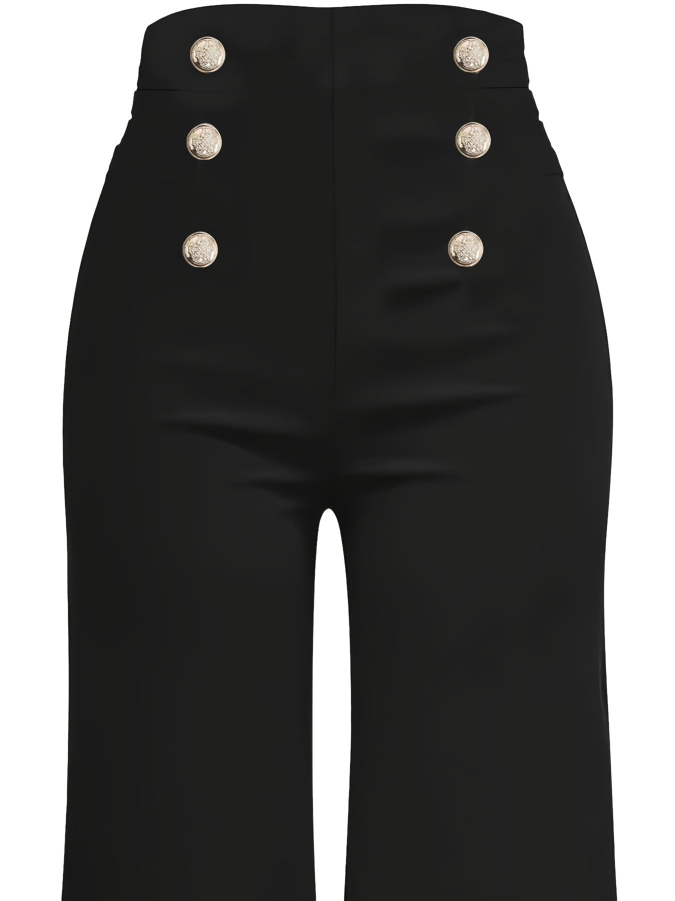 Sixsr Solid Wide Leg Pants, Casual High Waist Buttons Long Length Pants, Women's Clothing