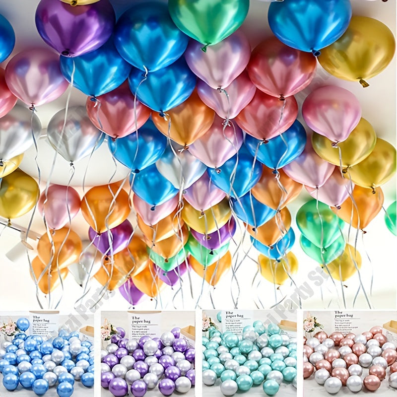 30pcs, Chrome Metallic Latex Balloons 5", Golden Silvery Metal Balloon, Birthday Party Inflate Globos Wedding Decor Supplies, Photo Balloon, Party Balloon, Party Decoration, Wedding Balloon, Wedding Decoration, Party Decorations Supplies