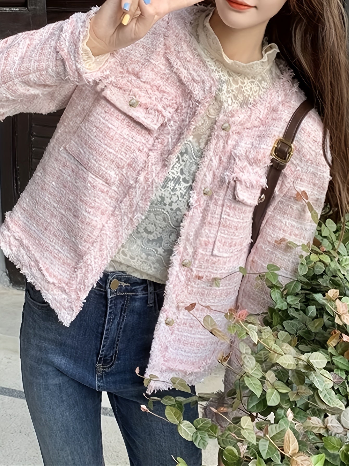 Sixsr Solid Single Breasted Jacket, Elegant Long Sleeve Jacket For Fall & Winter, Women's Clothing