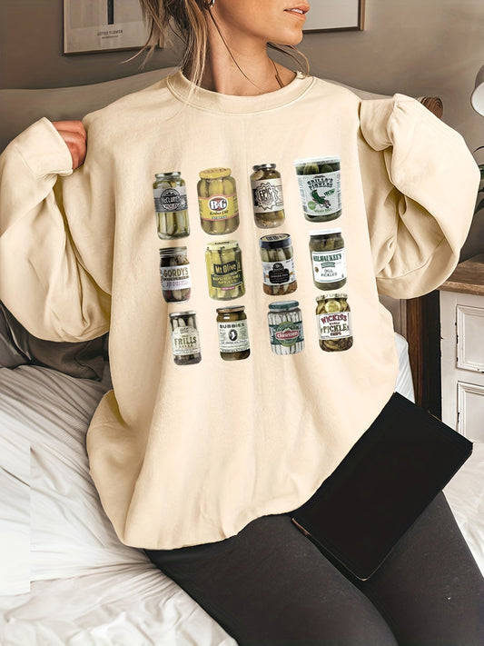 Sixsr Graphic Print Sweatshirt, Casual Long Sleeve Crew Neck Sweatshirt For Spring & Fall, Women's Clothing