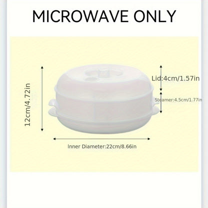 Multi-Tier Microwave Steamer Set - Stackable Double Boilers with Steaming Plate Inserts, BPA-Free PP Material, Power-Free Cooking - High Heat Resistant Microwave Steamers for Vegetables, Meats, Dumplings