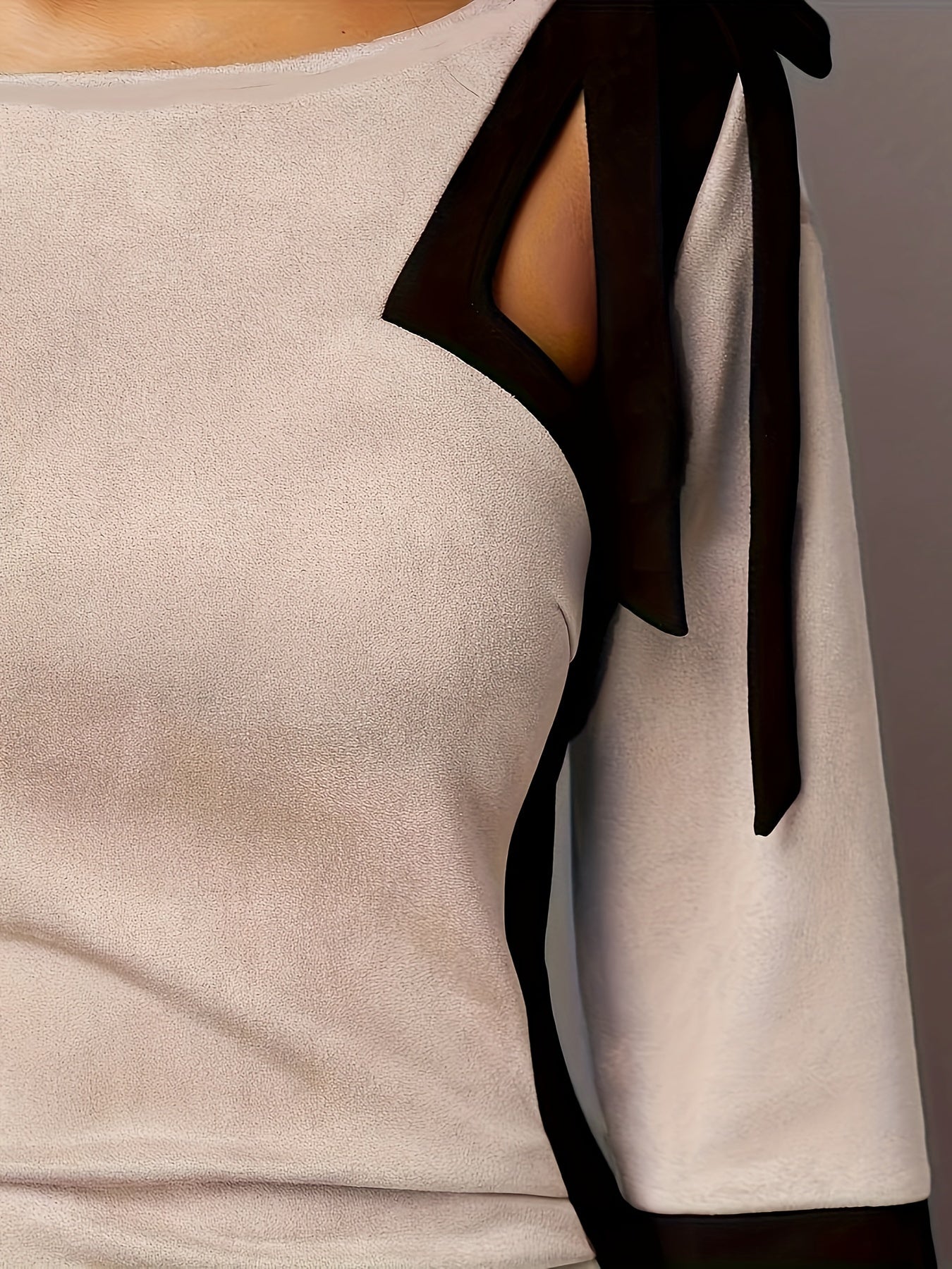 Sixsr Color Block Cut Out Half Sleeve Dress, Elegant Crew Neck Knot Sheath Dress For Spring & Summer, Women's Clothing