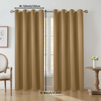 1 Panel Blackout Thermal Insulated Grommet Top Curtains Room Darkening For Bedroom, Light Blocking Drapes For Living Room Office Home Decor