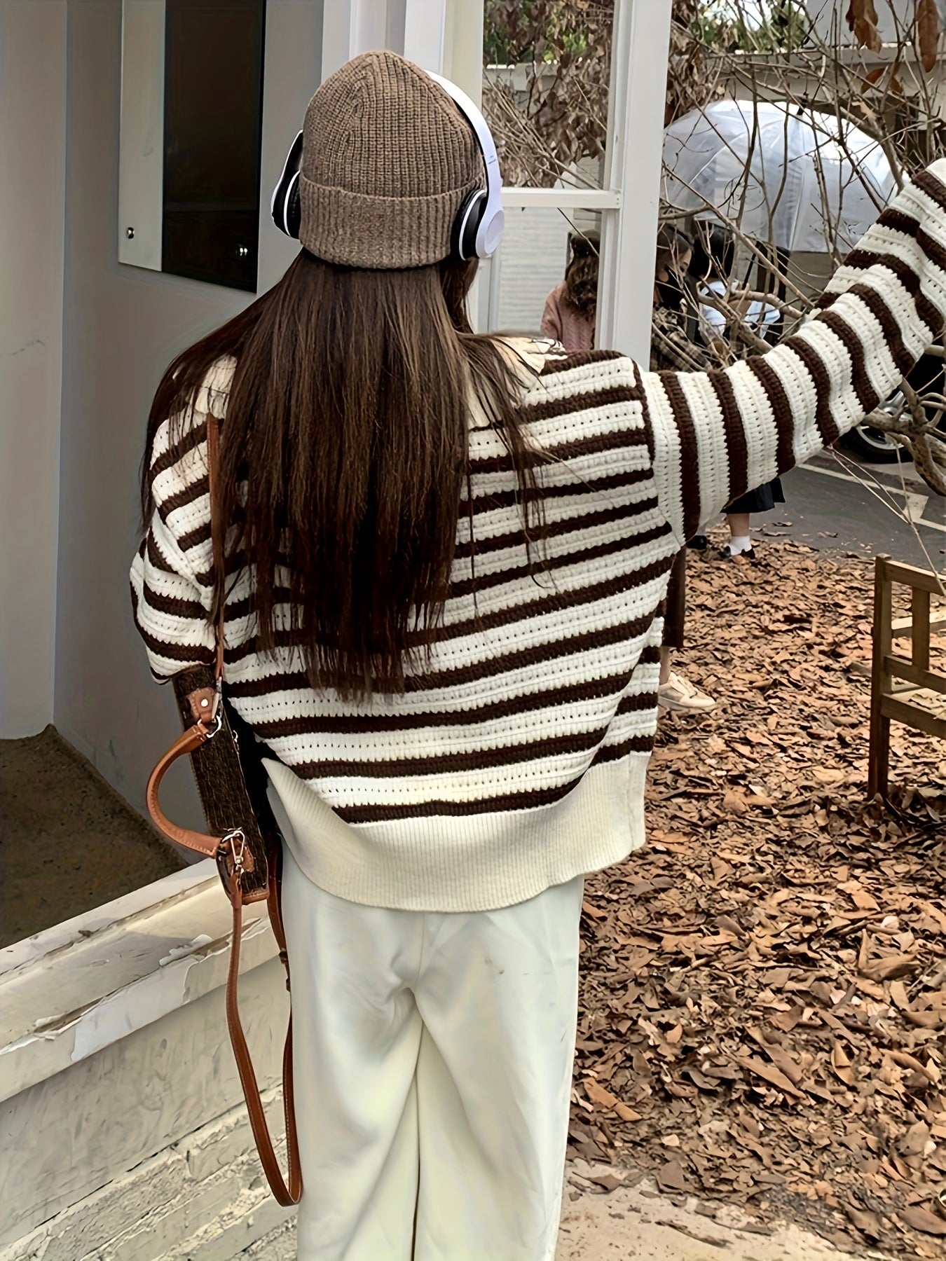 Sixsr Long Sleeve Striped Cardigan, Zip Up Casual Sweater, Women's Clothing