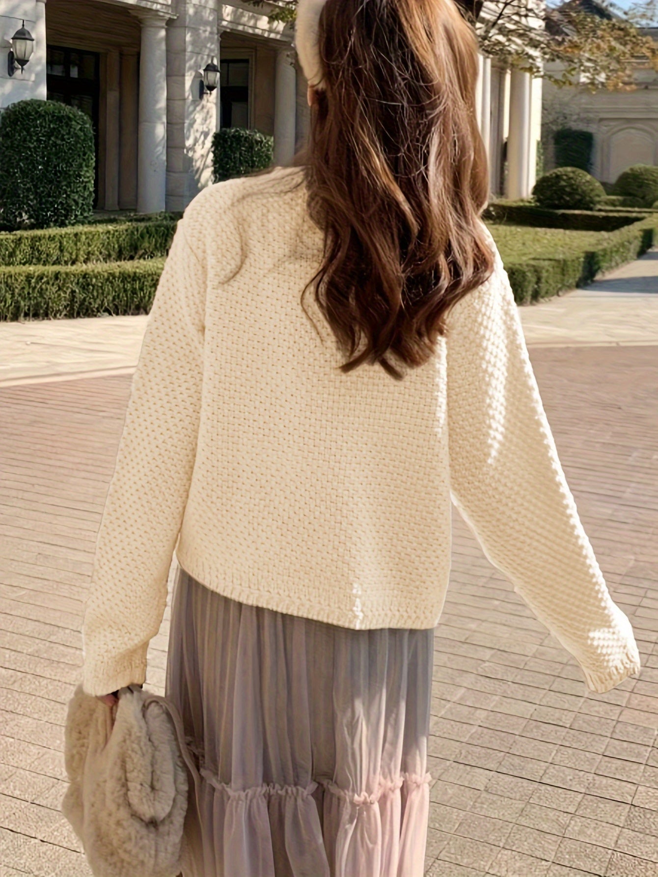 Sixsr Solid Button Front Cardigan, Elegant Long Sleeve Outwear For Spring & Fall, Women's Clothing