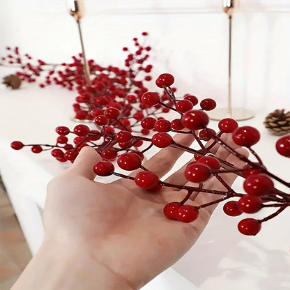 69 inch realistic artificial cranberry vine - Faux red holly hanging decoration for home, wedding and Christmas - Versatile berry garland for table centerpieces, New Year's celebrations and engagement parties