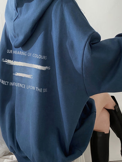 Sixsr Letter Print Drawstring Hoodie, Casual Long Sleeve Kangaroo Pocket Hoodie Sweatshirt, Women's Clothing