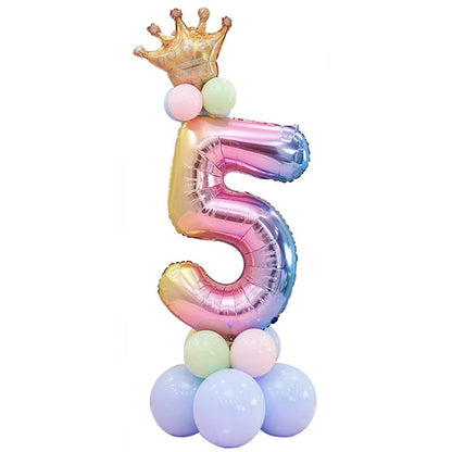 40-Inch Giant Rainbow Number Balloons 0-9 - Vibrant, Helium-Filled, Aluminum Foil Polyester Film - Perfect for Birthday, Fantasy, Anniversary, and Commemorative Celebrations