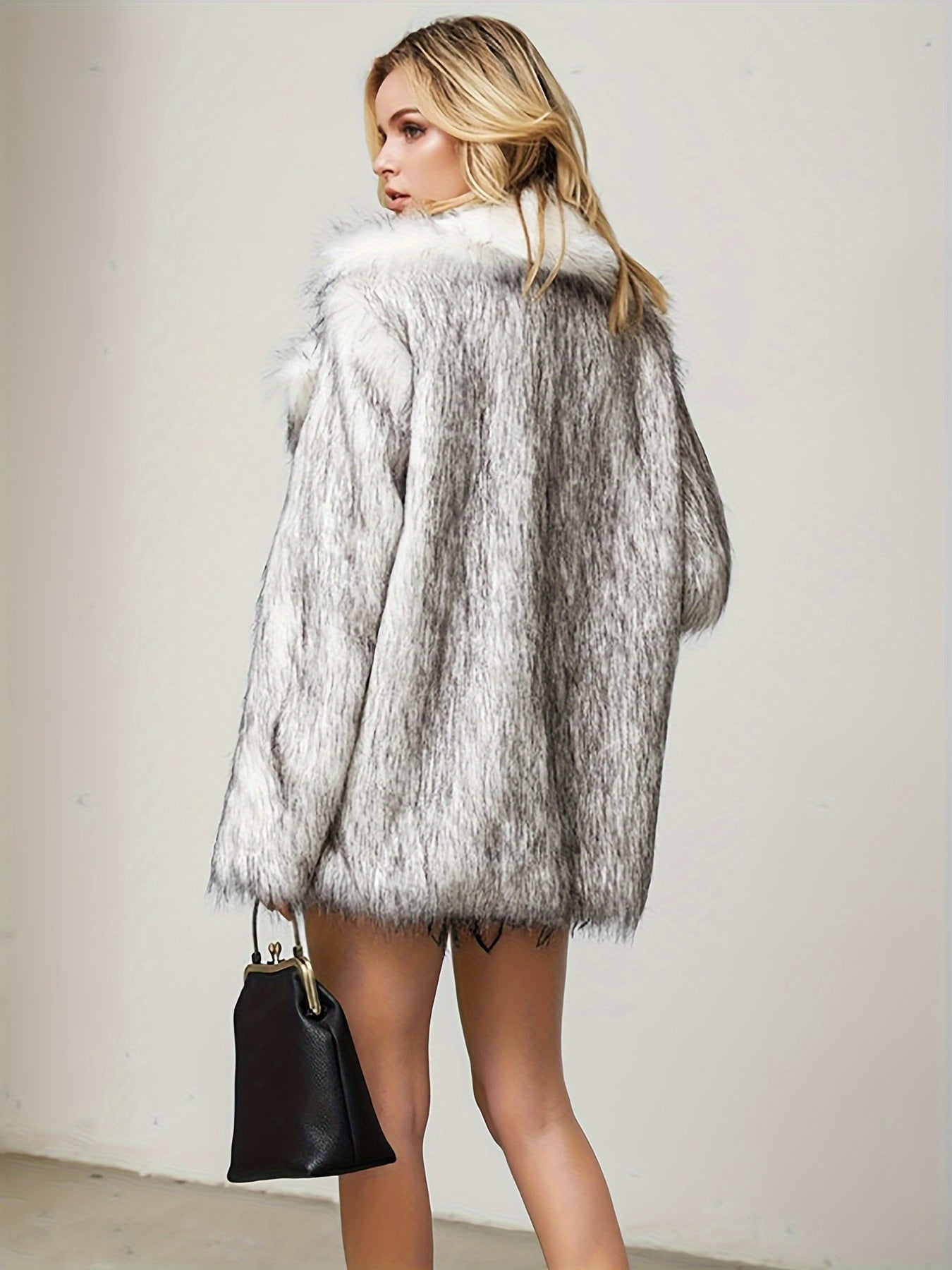 Sixsr Faux Fur Open Front Coat, Elegant Thermal Long Sleeve Coat For Fall & Winter, Women's Clothing