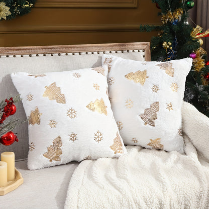 2pcs Snowflake Embroidery Christmas Throw Pillow Covers, Home Decor Throw Pillowcase for Bedroom, Living Room, Sofa, Car
