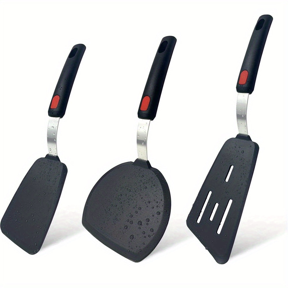 2/3pcs, Silicone Spatula Turner Set, Cooking Spatulas For Nonstick Cookware, Large Flexible Kitchen Utensils BPA Free Rubber Spatula Set For Egg, Pancake, Fish, Burger