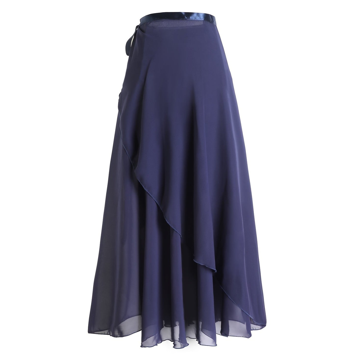 Ruffle Asymmetrical Hem Dance Skirts, Chiffon High Waist Ballet One Piece Wrap Skirts, Women's Ballet Wear