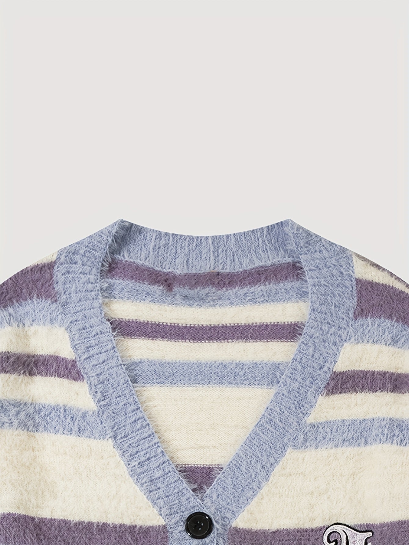 Sixsr Elegant Slightly Stretch Striped Cardigan Coat, Men's Casual Vintage Style V Neck Button Up Cardigan For Fall Winter