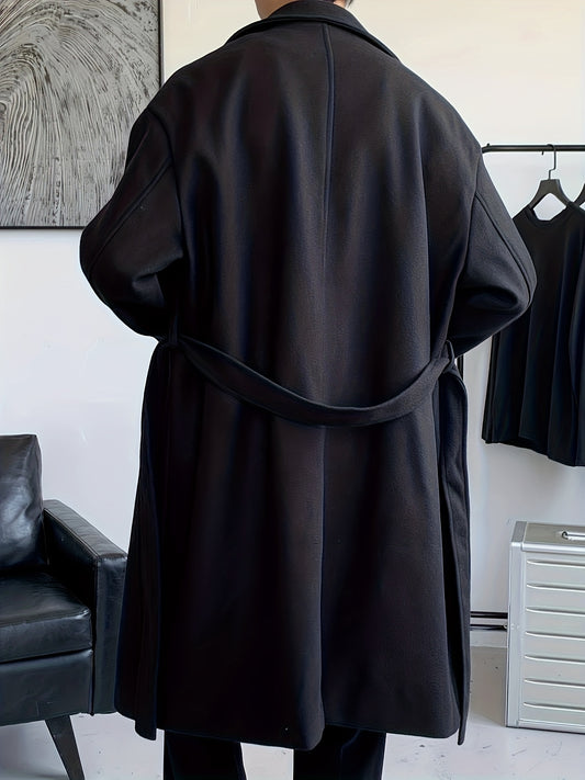 Sixsr Men's Elegant Single Breasted Trench Coat, Casual Lapel Overcoat For Fall Winter