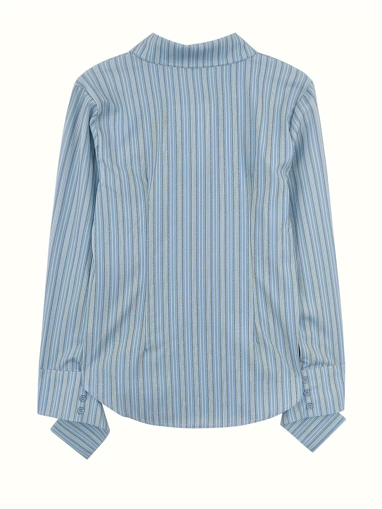 Sixsr Striped Print Button Front Shirt, Casual Long Sleeve Shirt For Spring & Fall, Women's Clothing