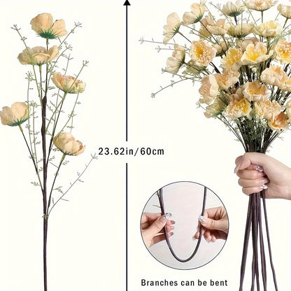 6pcs Artificial Flower Bouquet Set - Perfect for Valentine's, Christmas & Thanksgiving Decor | Ideal for Home, Kitchen & Wedding Table Centerpieces