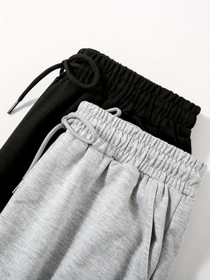 Sixsr 2pcs Women's Athleisure Solid Color Comfortable Loose Pants With Elastic Waist Drawstring