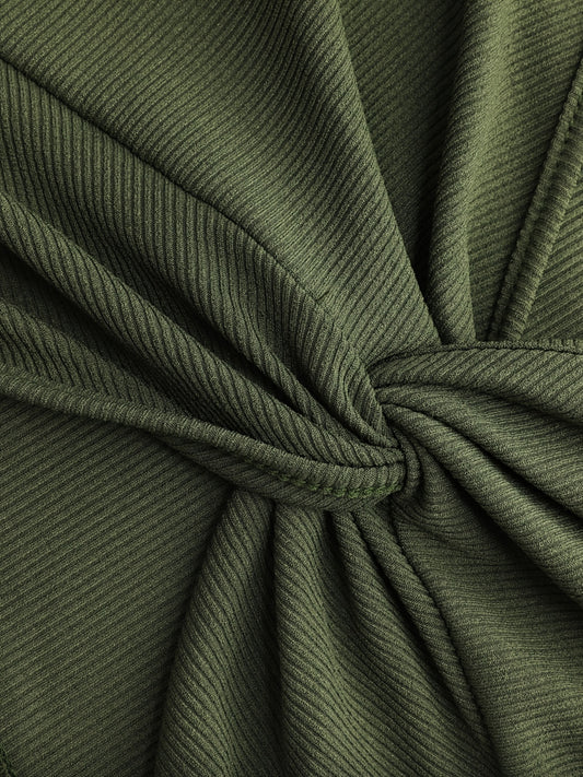 Sixsr Ribbed Crop Sweater Vest, Twist Front V Neck Casual Sweater, Women's Clothing