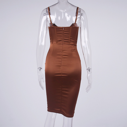 sixsr High Quality Satin Bodycon Dress Women Party Dress New Double Layer House of Cb Bodycon Dress Celebrity Evening Club Dress