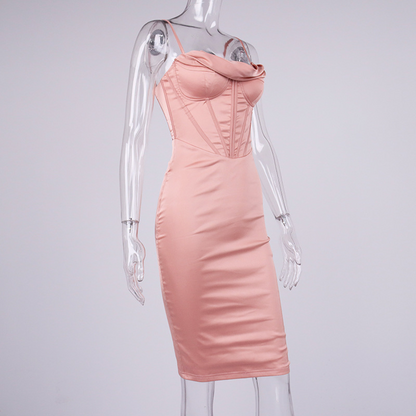 sixsr High Quality Satin Bodycon Dress Women Party Dress New Double Layer House of Cb Bodycon Dress Celebrity Evening Club Dress