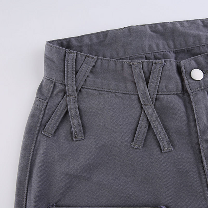 Sixsr Vintage Streetwear Cargo Pants Women Harajuku Street Loose Straight Women Jeans Casual Slim Versatile High Waisted Jeans Pants