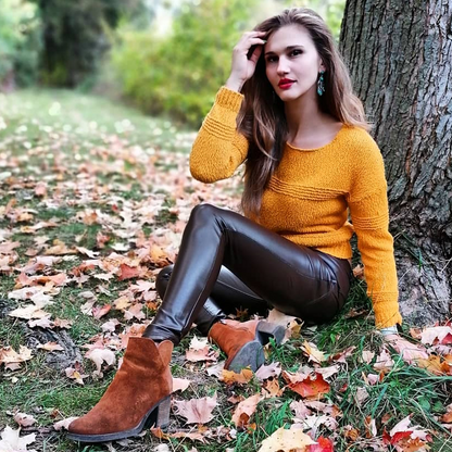 Sixsr Melody Brown Leather Pants Vintage Trausers Women Leggings Pvc Sexy Comfortable Moto Work Pants Woman Vinyl Trousers