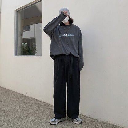 Sixsr 3 Color Casual Pants Men Fashion Retro Oversized Wide Leg Pants Men Japanese Streetwear Loose Straight Cargo Pants Mens Trousers
