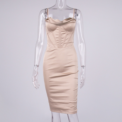 sixsr High Quality Satin Bodycon Dress Women Party Dress New Double Layer House of Cb Bodycon Dress Celebrity Evening Club Dress