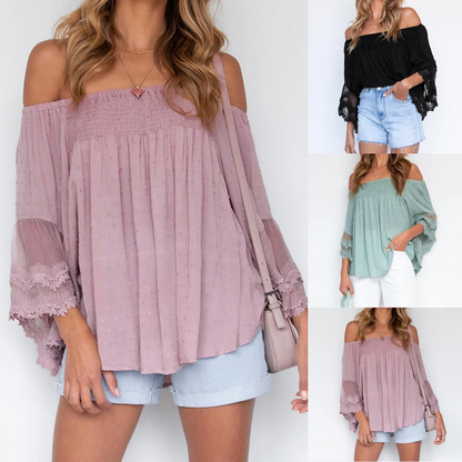 Sixsr Women Off Shoulder Solid Tops Fashion Short Sleeve Backless Tassel Irregular Blouse Female Clothes Hipster Summer Oversize Shirt