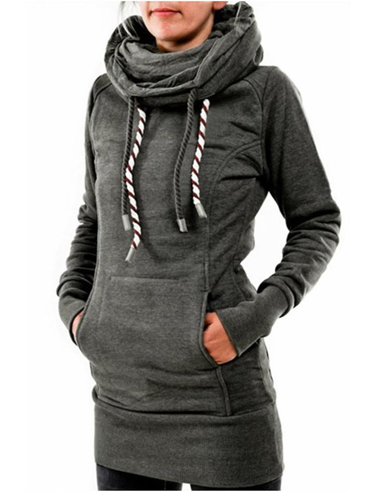 Slim Fit Front Pocket Drawstring Hooded Pullover Sweatshirt