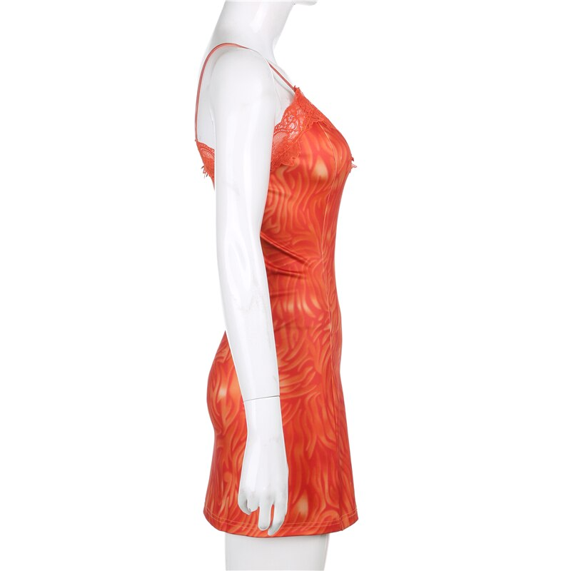 sixsr Tassel Stitching Sexy Dress For Women Evening Clubbing Party Square Collar Halter Hollow Out Backless Lace Mini Dress