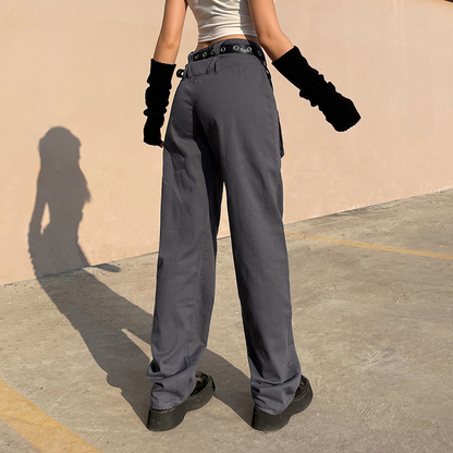 Sixsr Vintage Streetwear Cargo Pants Women Harajuku Street Loose Straight Women Jeans Casual Slim Versatile High Waisted Jeans Pants