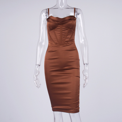sixsr High Quality Satin Bodycon Dress Women Party Dress New Double Layer House of Cb Bodycon Dress Celebrity Evening Club Dress