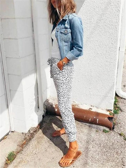 Women Fashion Casual Leopard Printed Trousers